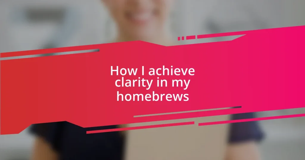 How I achieve clarity in my homebrews