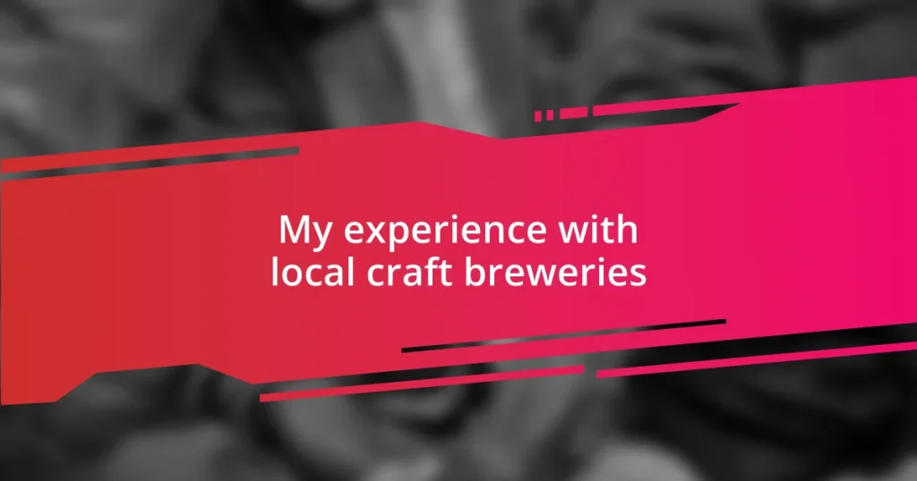 My experience with local craft breweries