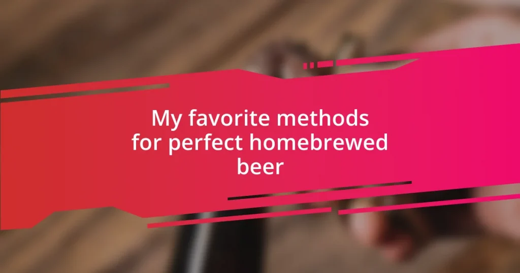 My favorite methods for perfect homebrewed beer