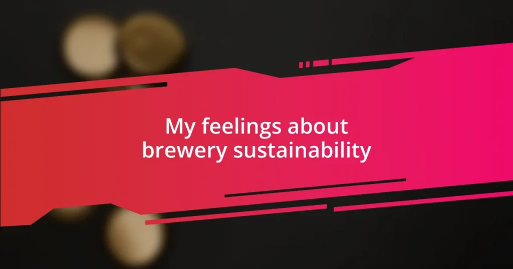 My feelings about brewery sustainability