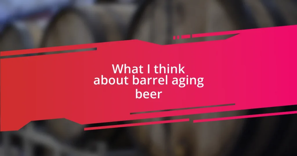 What I think about barrel aging beer